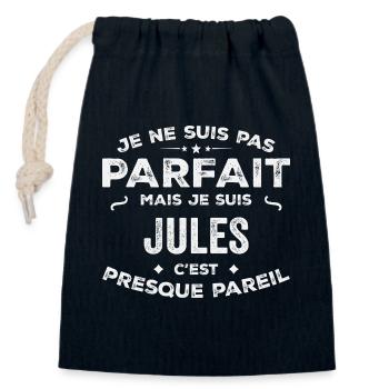 Jules Un Prénom, Une Histoire, Une Personnalité - Sac cadeau en coton avec cordon (14 x 20 cm) - bleu marine - Devant