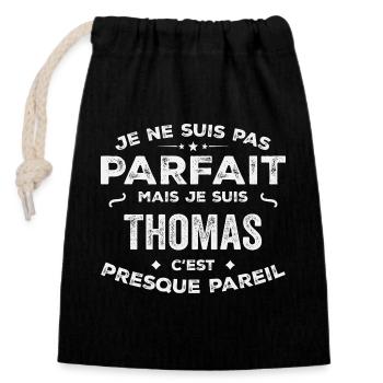 Thomas A first name, a story, a personality - Closable cotton gift bag (14x20cm) - black - Front