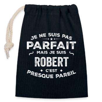 Robert Un Prénom, Une Histoire, Une Personnalité - Sac cadeau en coton avec cordon (14 x 20 cm) - bleu marine - Devant