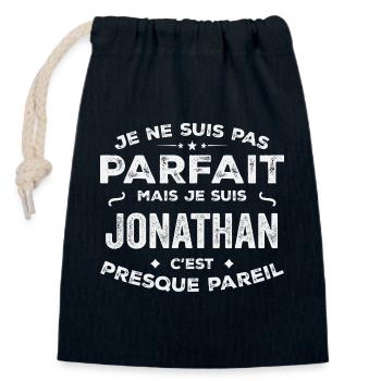 Jonathan Un Prénom, Une Histoire, Une Personnalité - Sac cadeau en coton avec cordon (14 x 20 cm) - bleu marine - Devant