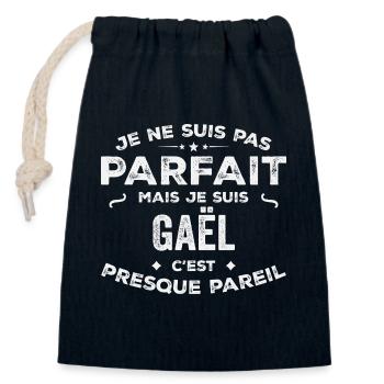 Gaël Un Prénom, Une Histoire, Une Personnalité - Sac cadeau en coton avec cordon (14 x 20 cm) - bleu marine - Devant