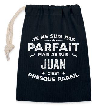 Juan Un Prénom, Une Histoire, Une Personnalité - Sac cadeau en coton avec cordon (14 x 20 cm) - bleu marine - Devant