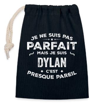 Dylan Un Prénom, Une Histoire, Une Personnalité - Sac cadeau en coton avec cordon (14 x 20 cm) - bleu marine - Devant