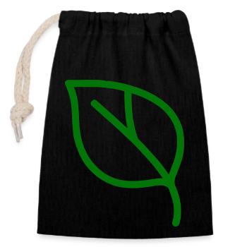 Line Art Leaf – Minimalist Plant Motif - Closable cotton gift bag (14x20cm) - black - Front