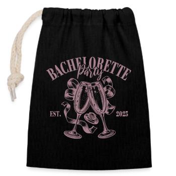 Enterrement de vie de jeune fille - Est. 2025 - Entrez votre nom - Sac cadeau en coton avec cordon (14 x 20 cm) - noir - Devant