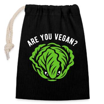 Salade - Êtes-vous végétalien ? - Régime végétalien - Sac cadeau en coton avec cordon (14 x 20 cm) - noir - Devant