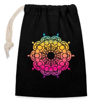 Yoga Mandala Ornament Gradient Colorful om - Closable cotton gift bag (14x20cm) - black - Front