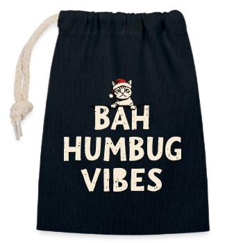 Bah Humbug Vibes Cat Santa - Closable cotton gift bag (14x20cm) - navy - Front