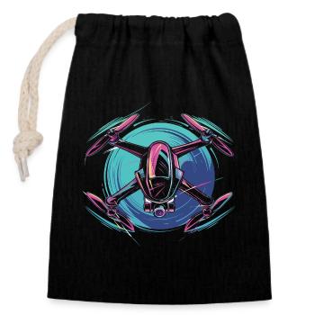 Drone dynamique - Sac cadeau en coton avec cordon (14 x 20 cm) - noir - Devant