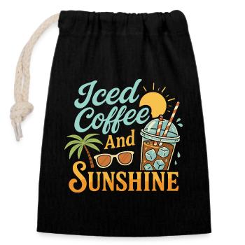 Iced coffee and sunshine - Closable cotton gift bag (14x20cm) - black - Front