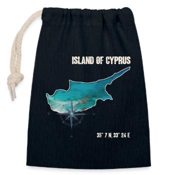 Conception de boussole de contour de Chypre - Sac cadeau en coton avec cordon (14 x 20 cm) - bleu marine - Devant