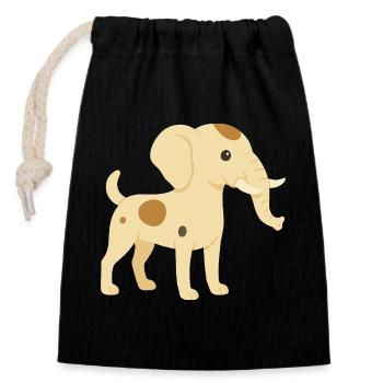 Eléphant chien jack russel - Sac cadeau en coton avec cordon (14 x 20 cm) - noir - Devant