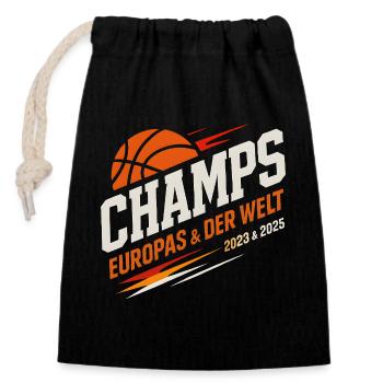 Basketball Champs Deutschland Basketballer  - Verschließbarer Geschenkbeutel aus Baumwolle (14x20cm) - Schwarz - Vorne