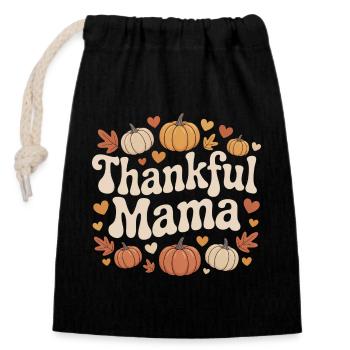 Thankful Mama Herbst Kürbisse Herzen Liebe - Verschließbarer Geschenkbeutel aus Baumwolle (14x20cm) - Schwarz - Vorne