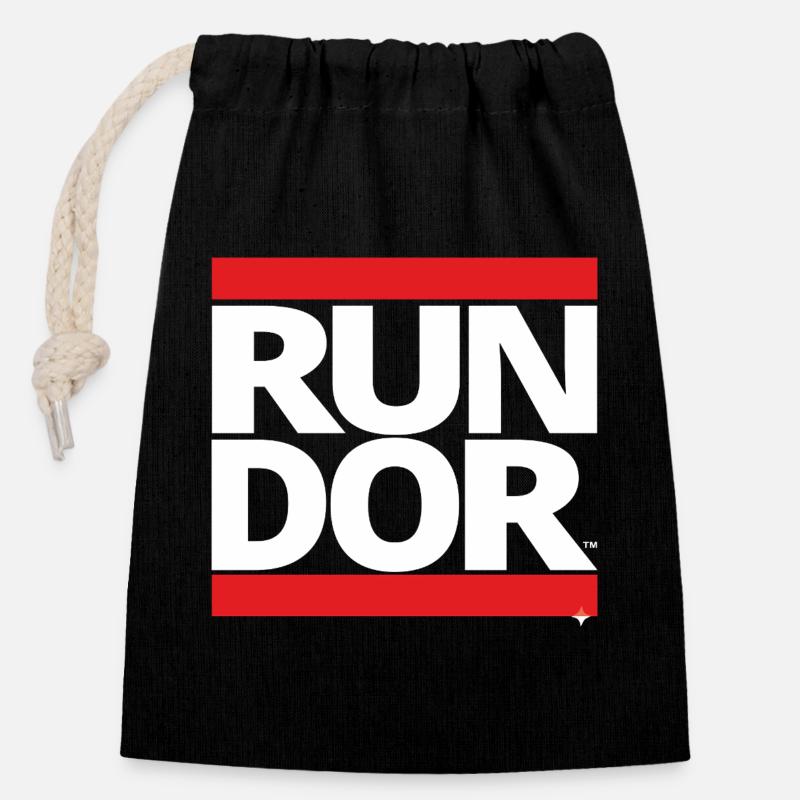 Courir - Sac cadeau en coton avec cordon (14 x 20 cm) - noir
