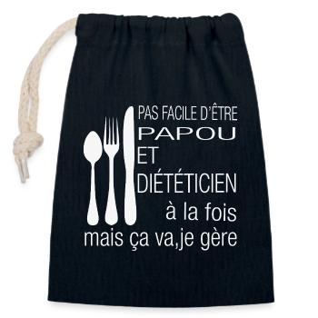 Papua and dietician – I manage! - Closable cotton gift bag (14x20cm) - navy - Front