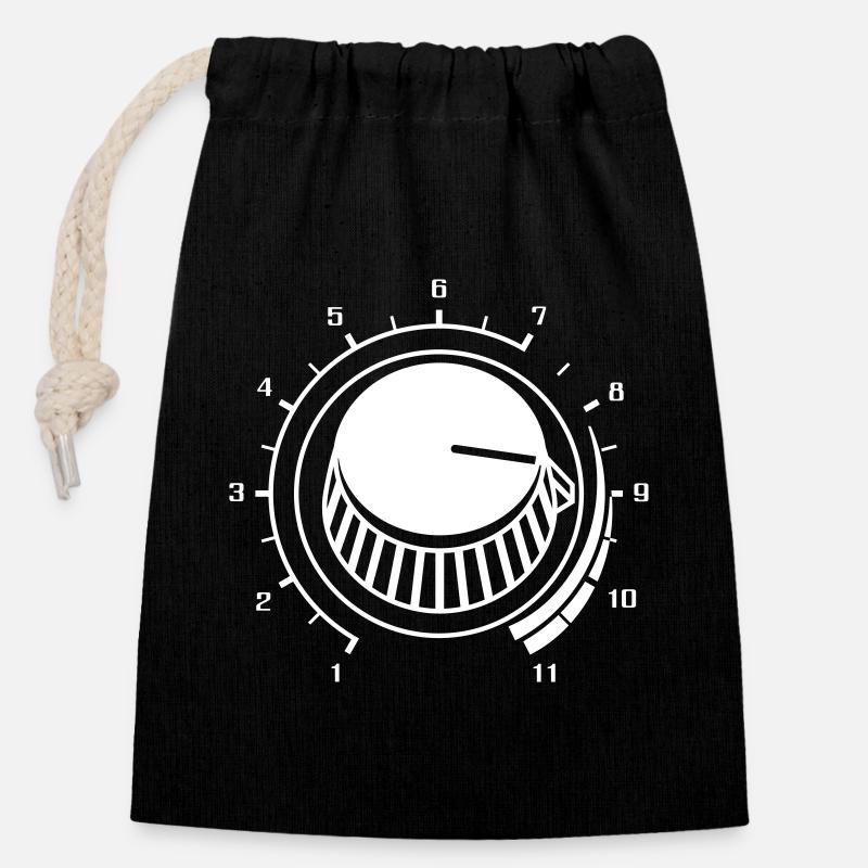 Volume, Monter le son, Volume, Musique, Fête, Son DJ - Sac cadeau en coton avec cordon (14 x 20 cm) - noir