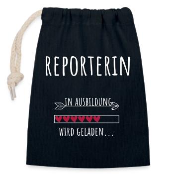 Journalisme Étudiant Profession Éducation Reporter - Sac cadeau en coton avec cordon (14 x 20 cm) - bleu marine - Devant