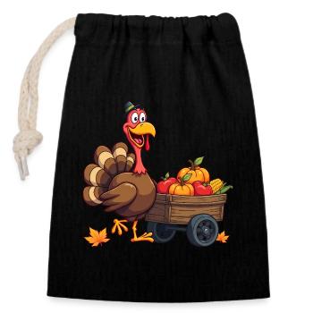 Thanksgiving Lustiger Thanksgiving Truthahn - Verschließbarer Geschenkbeutel aus Baumwolle (14x20cm) - Schwarz - Vorne