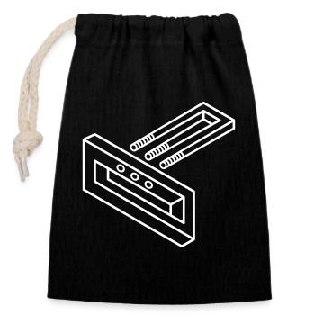 Impossible form – optical illusion for nerds - Closable cotton gift bag (14x20cm) - black - Front