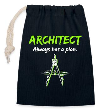Architecture Boussole Plan de construction Architecte - Sac cadeau en coton avec cordon (14 x 20 cm) - bleu marine - Devant