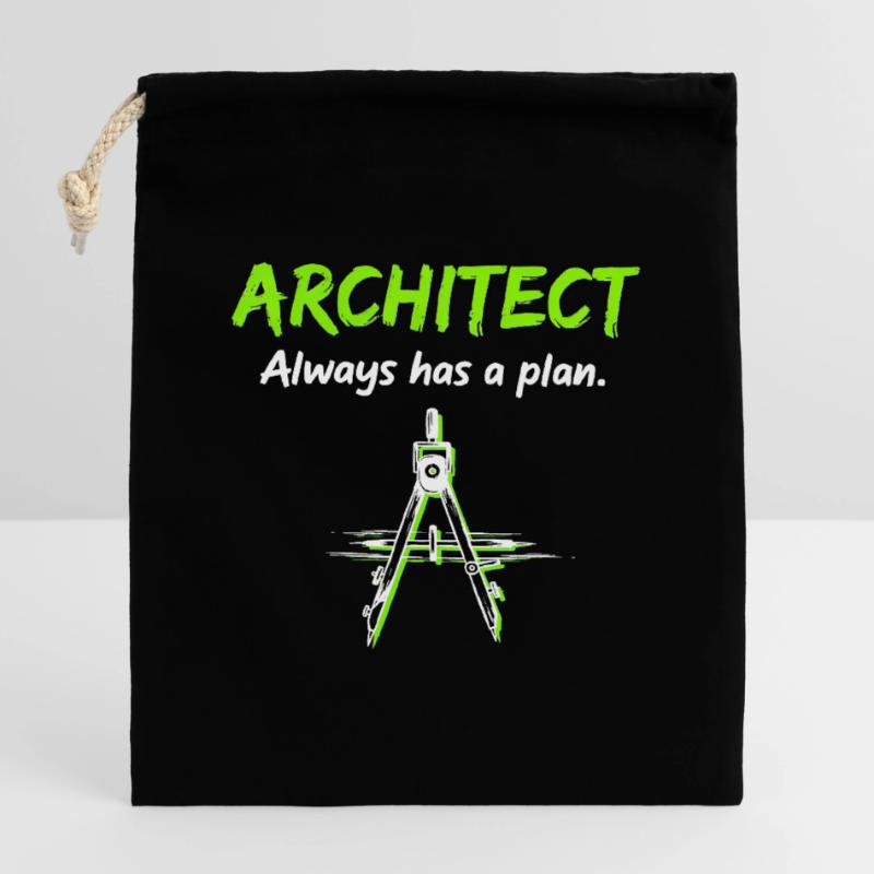 Architecture Boussole Plan de construction Architecte Sac cadeau en coton avec cordon (14 x 20 cm)