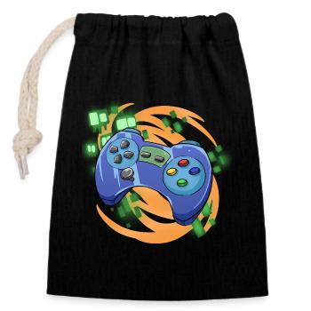 Jeux de joueurs - Sac cadeau en coton avec cordon (14 x 20 cm) - noir - Devant
