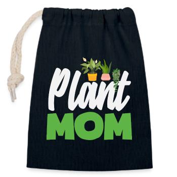 Maman amoureuse des plantes - Sac cadeau en coton avec cordon (14 x 20 cm) - bleu marine - Devant