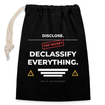 DISCLOSE. Declassify Everything – UAP  - Verschließbarer Geschenkbeutel aus Baumwolle (14x20cm) - Schwarz - Vorne