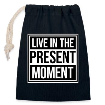Live In The Moment Mindfulness Presence Awareness - Closable cotton gift bag (14x20cm) - navy - Front
