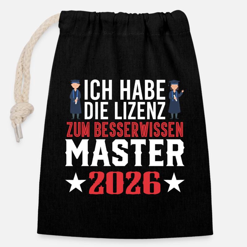 Diplôme de Master 2026 - Sac cadeau en coton avec cordon (14 x 20 cm) - noir
