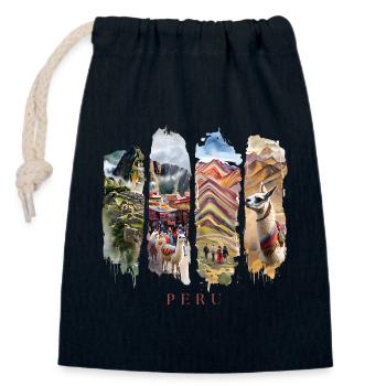 Peru Urlaub Travel – Inka & Berge Motiv - Verschließbarer Geschenkbeutel aus Baumwolle (14x20cm) - Navy - Vorne