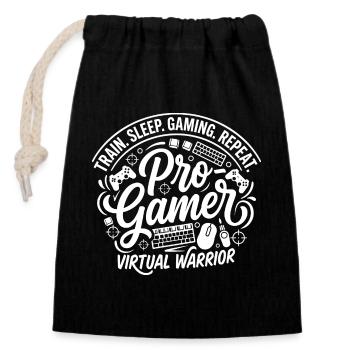 Pro Gamer Virtual Warrior Kreis - Verschließbarer Geschenkbeutel aus Baumwolle (14x20cm) - Schwarz - Vorne