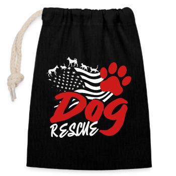 Adopt American Flag Dog Rescue Usa and - Closable cotton gift bag (14x20cm) - black - Front