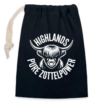Highland Kuh Emblem - Verschließbarer Geschenkbeutel aus Baumwolle (14x20cm) - Navy - Vorne