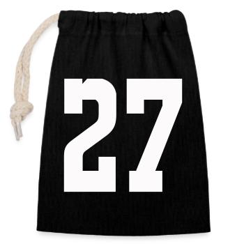 Numerals 27 Contrast Design - Closable cotton gift bag (14x20cm) - black - Front