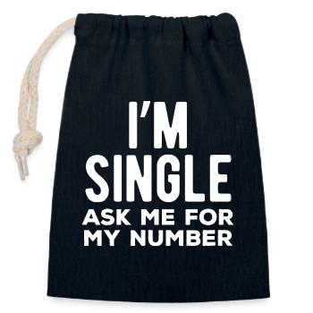 I’m Single Ask Me For My Number - Closable cotton gift bag (14x20cm) - navy - Front