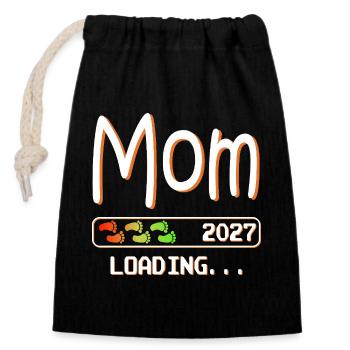 Maman et mère enceintes, maman de la descendance qui charge 2027 - Sac cadeau en coton avec cordon (14 x 20 cm) - noir - Devant