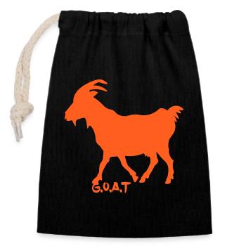 Ziege G.O.A.T. orange - Verschließbarer Geschenkbeutel aus Baumwolle (14x20cm) - Schwarz - Vorne