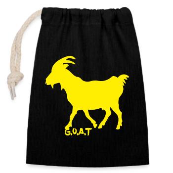 Ziege GOAT gelb - Verschließbarer Geschenkbeutel aus Baumwolle (14x20cm) - Schwarz - Vorne