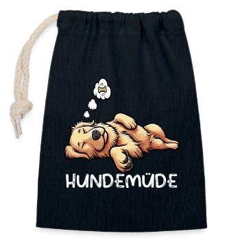 Hundemüde Golden Retriever Goldie Goldiebesitzer - Verschließbarer Geschenkbeutel aus Baumwolle (14x20cm) - Navy - Vorne