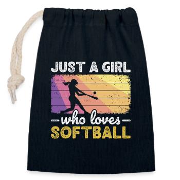 Juste une fille qui adore les adolescentes joueuses de softball - Sac cadeau en coton avec cordon (14 x 20 cm) - bleu marine - Devant