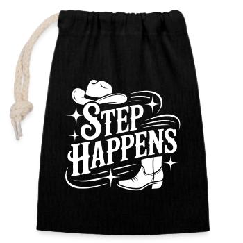 Step Happens Western Line Dance - Closable cotton gift bag (14x20cm) - black - Front