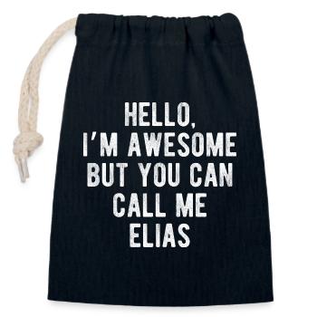 Hello I’m Awesome Call Me Elias Funny Quote - Closable cotton gift bag (14x20cm) - navy - Front