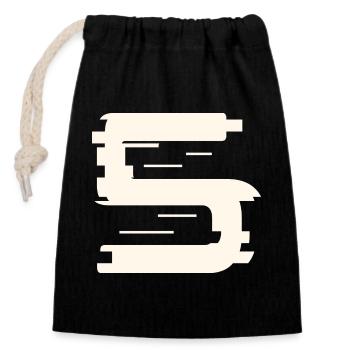 5 - Closable cotton gift bag (14x20cm) - black - Front