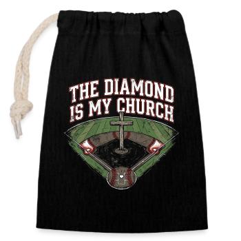 The Diamond Is My Church Christlicher Baseball - Verschließbarer Geschenkbeutel aus Baumwolle (14x20cm) - Schwarz - Vorne