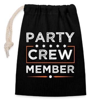 Party Crew - Verschließbarer Geschenkbeutel aus Baumwolle (14x20cm) - Schwarz - Vorne