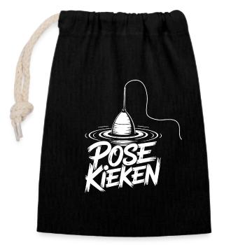 Angler Pose Design - Closable cotton gift bag (14x20cm) - black - Front