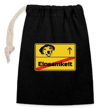 Ortsschild Hund Hunde Tier Haustier Liebe Geschenk - Verschließbarer Geschenkbeutel aus Baumwolle (14x20cm) - Schwarz - Vorne