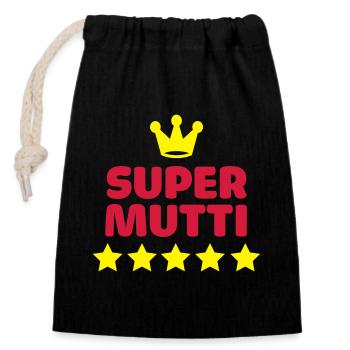 super mom super mom mommy mother - Closable cotton gift bag (14x20cm) - black - Front